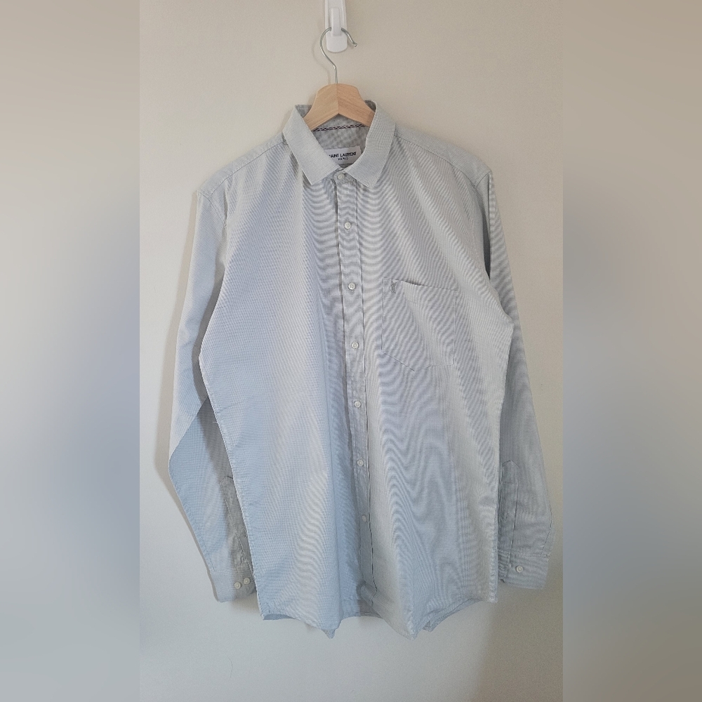 Saint Laurent Men's Light Gray Button Down Shirt
